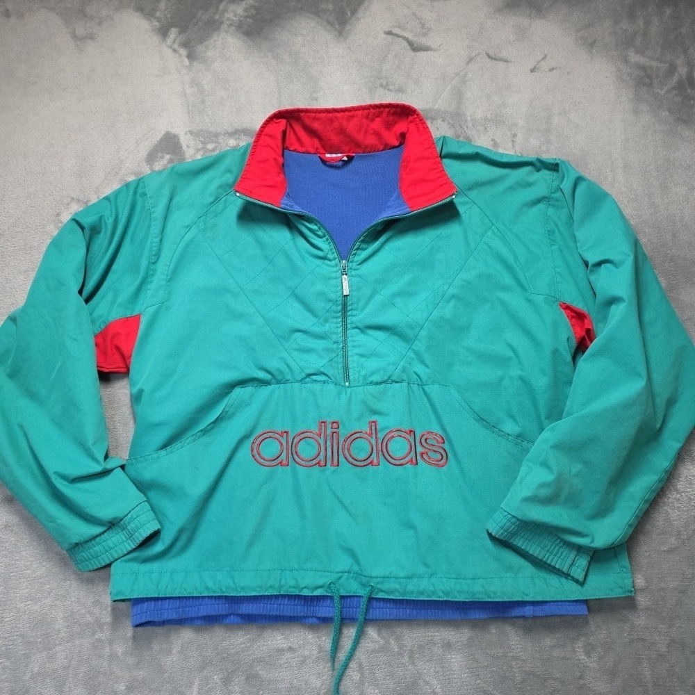 Vintage Adidas‎ 1/2 Zip 80's 90's Turquoise Purple Red Big Logo Y2K Street...
